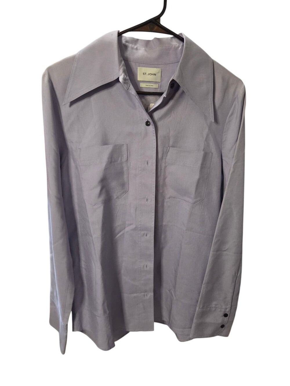St. John 100% Silk Long Sleeve Button Up Top NWT